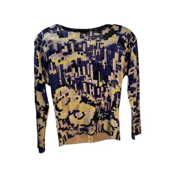 Charlotte V Neck Crop Pullover Printed Long Sleeves Shirt Small - Picture 2 of 6